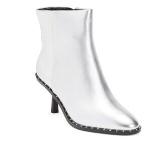 LIVERPOOL LA Leather Costa Heeled Booties in Silver Size 7